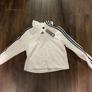 white adidas cropped hoodie